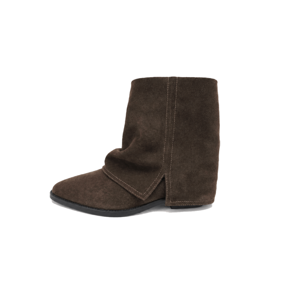 Custom Women's Slouch Suede Ankle Boots - Lateral Side View