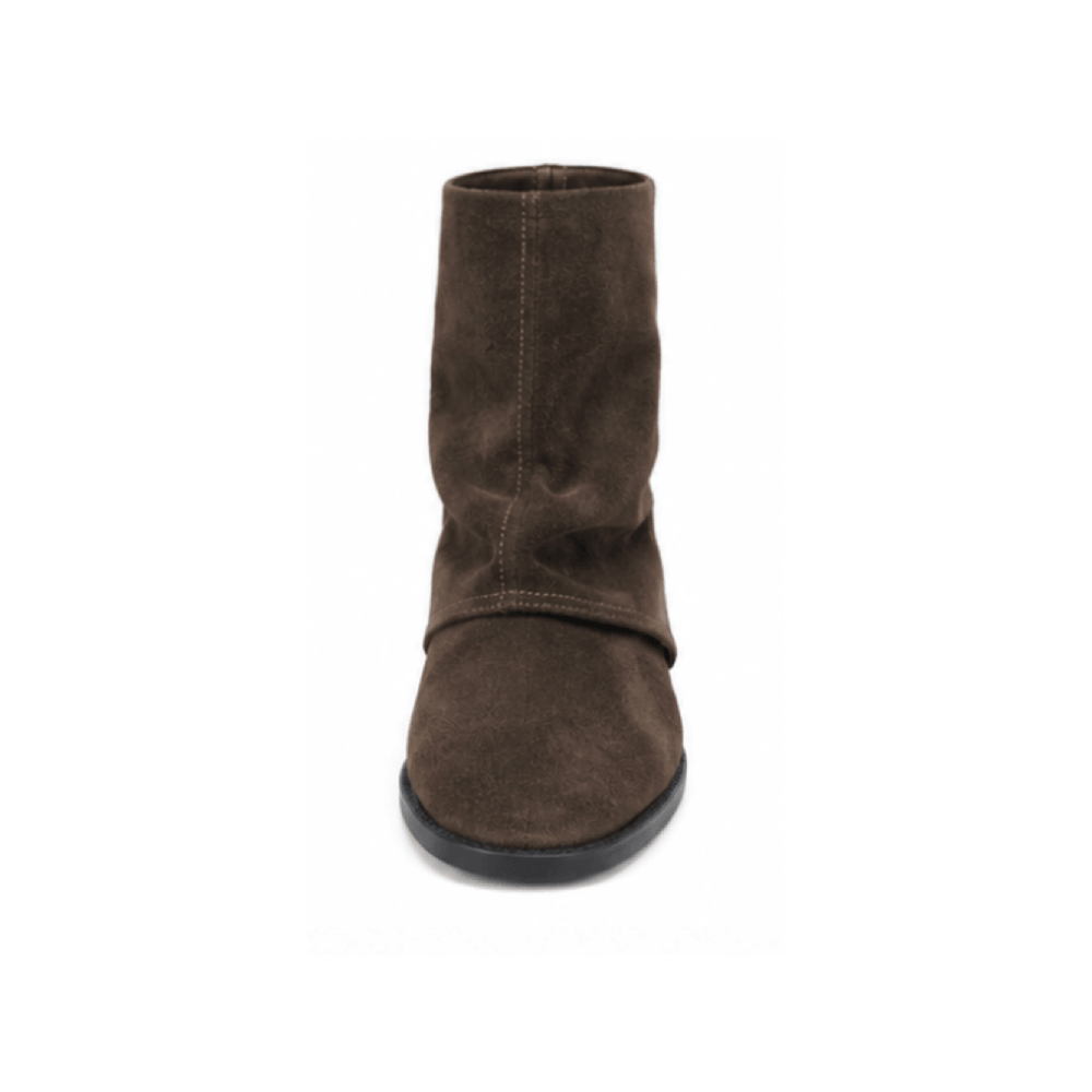 Custom Women's Slouch Suede Ankle Boots - Front Toe View
