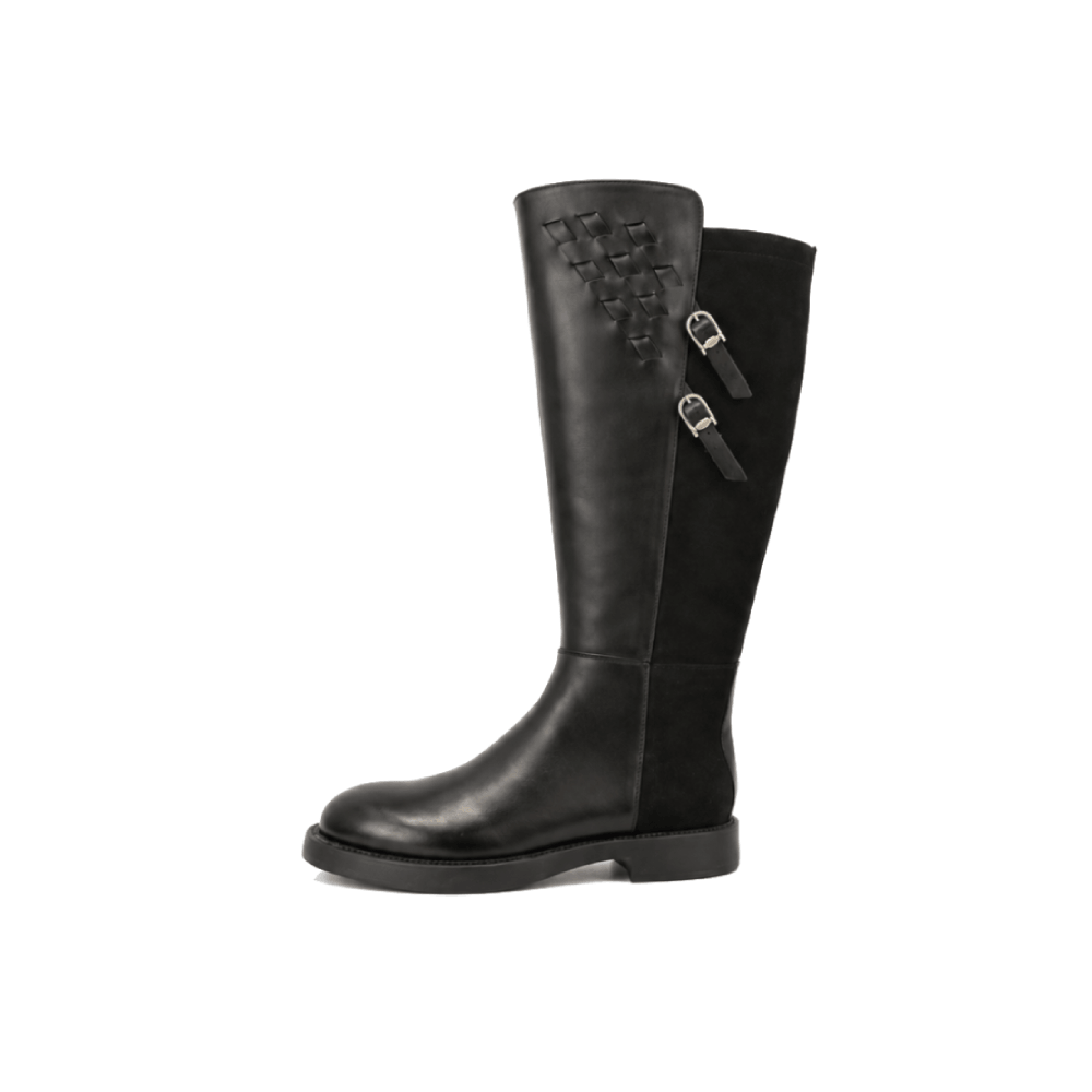 Bespoke Genuine Leather Knee High Riding Boots - Lateral Side View