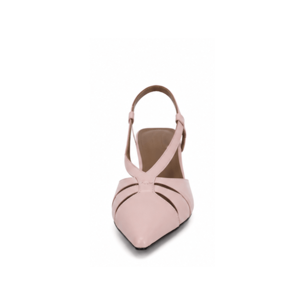 Luxury Pointed Toe Slingback Kitten Heel Pumps - Front Toe View