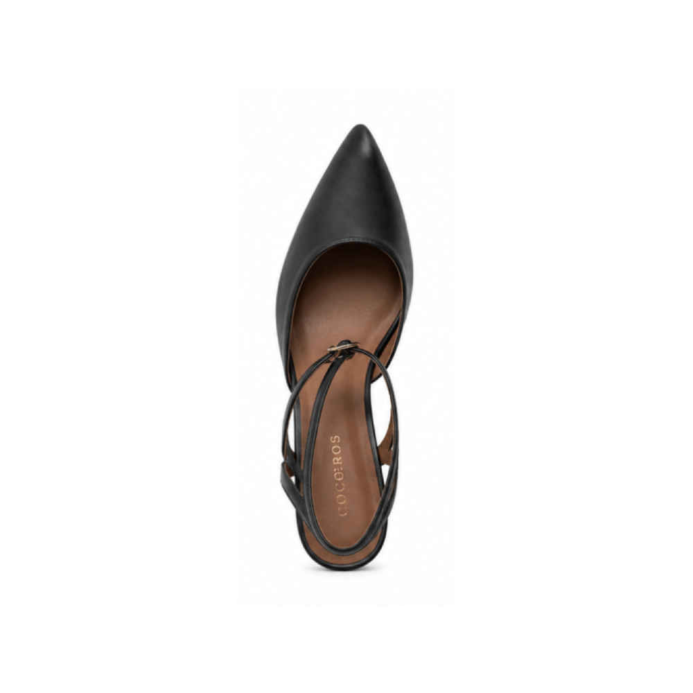 Custom Genuine Leather Pointed Toe Strappy Kitten Heels - Top View