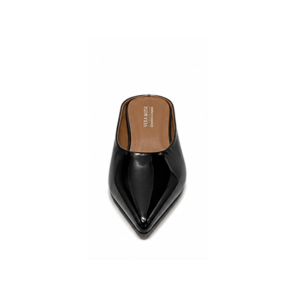 Bespoke Patent Leather Pointed Toe Mule Flats - Front Toe View