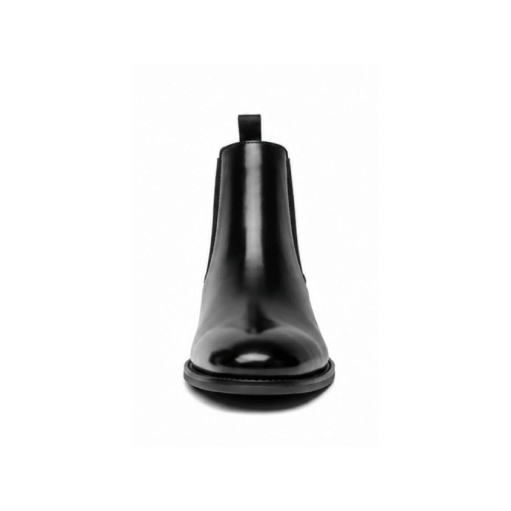 Black Full Leather Chelsea Dress Boots - Front Toe View