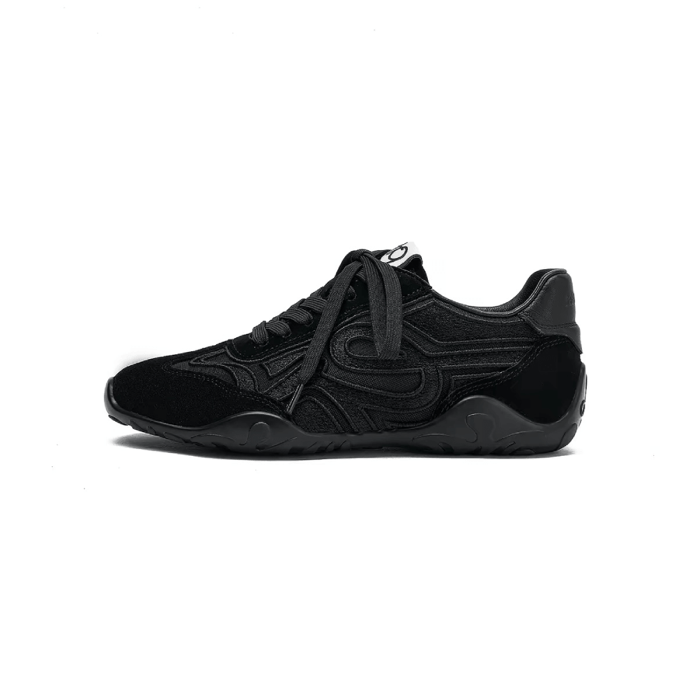 Black Floral Mesh Ballet Sneakers - Lateral Side View