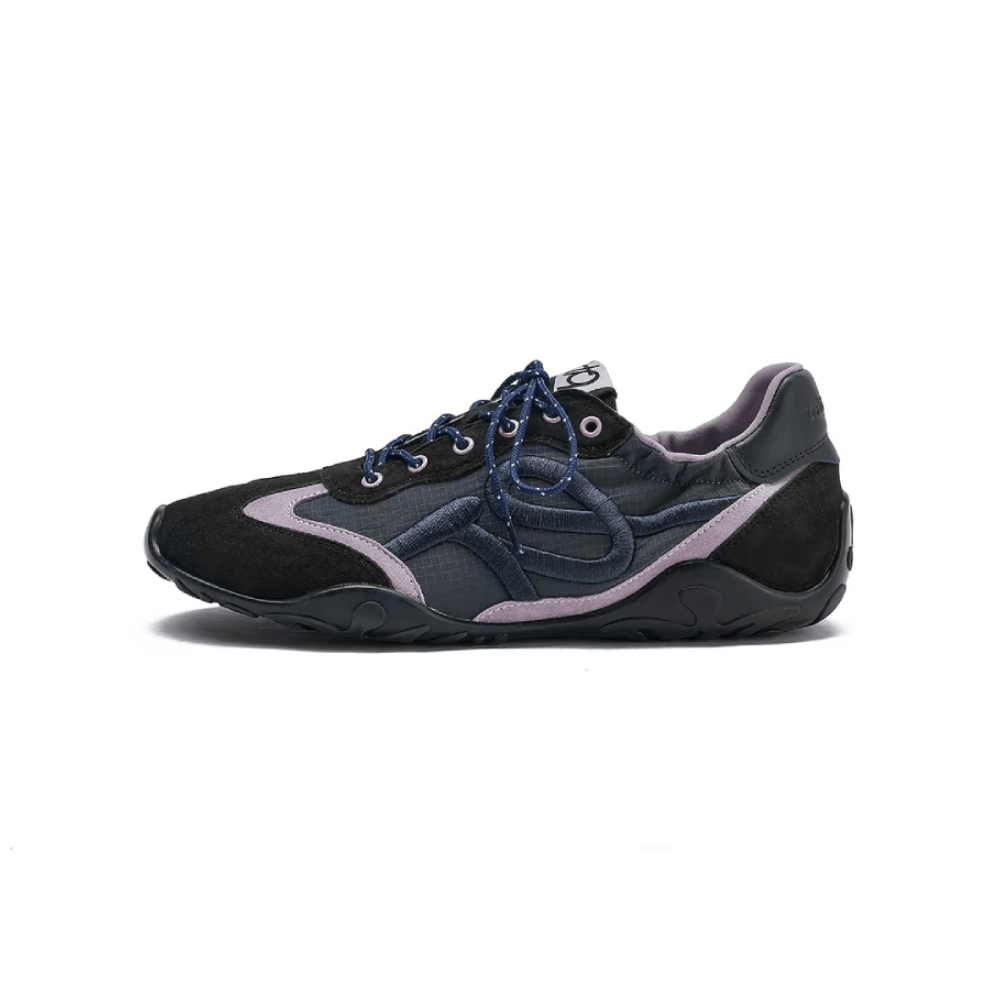 Blue Retro Suede Casual Sneakers - Lateral Side View