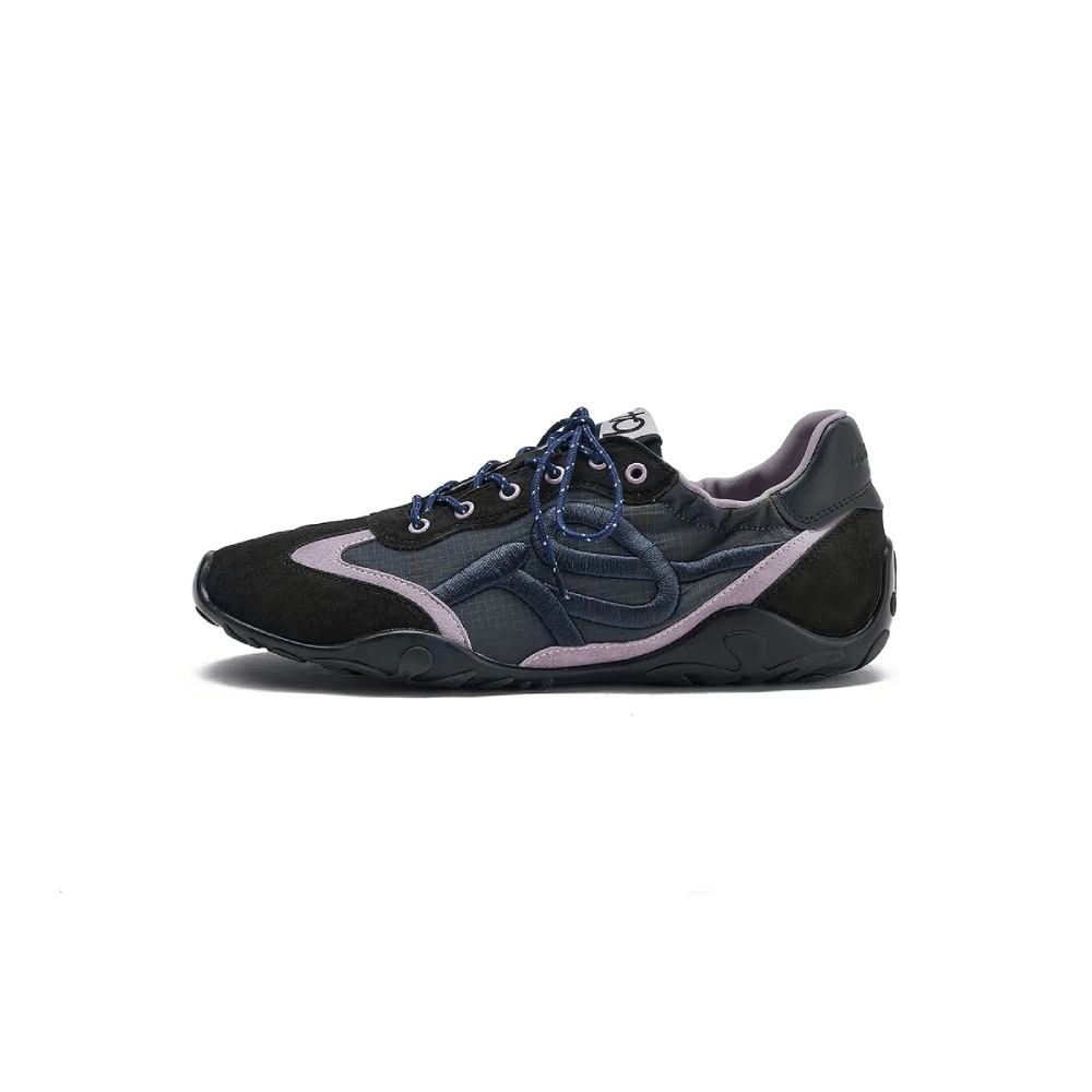 Premium Blue Retro Suede Casual Sneakers - Lateral Side View