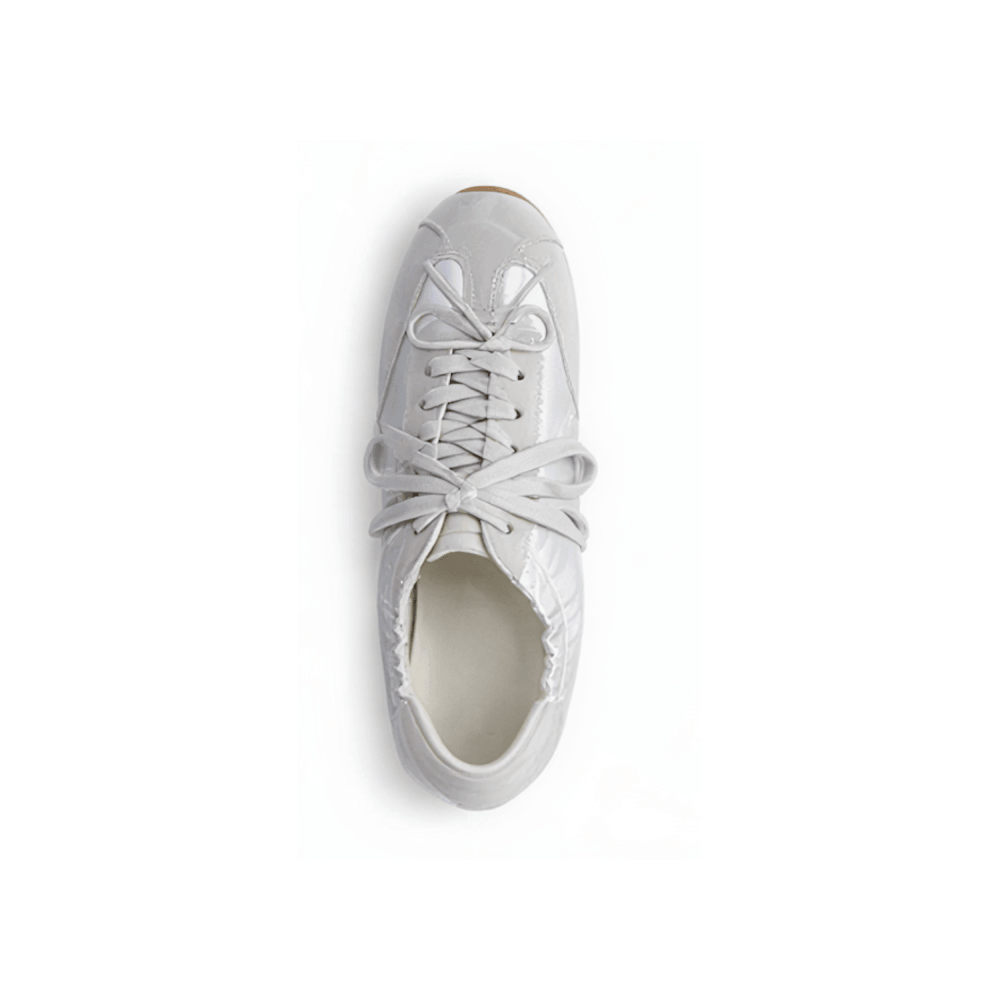 Custom Satin Ballet Flats with Suede Toe Cap - Top View