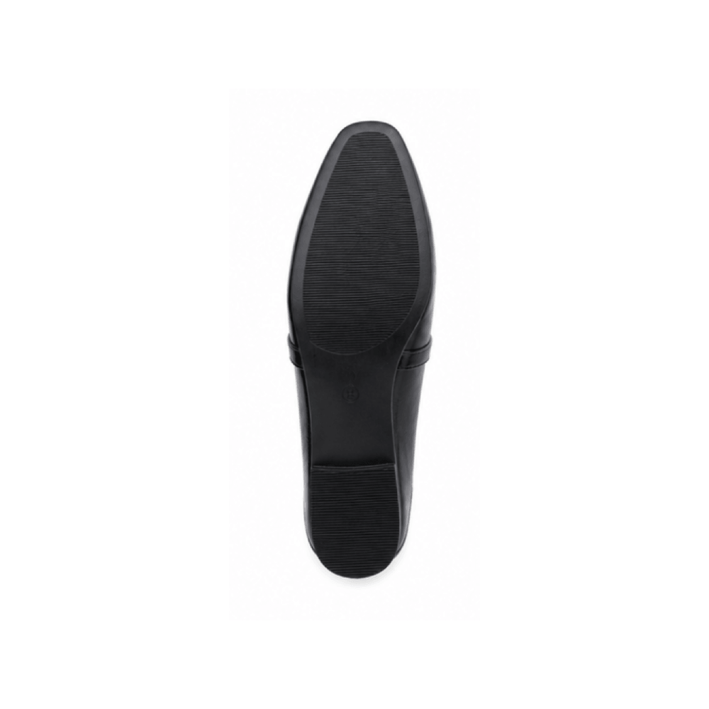 Women's Black Leather Buckle Loafers - Outsole View
