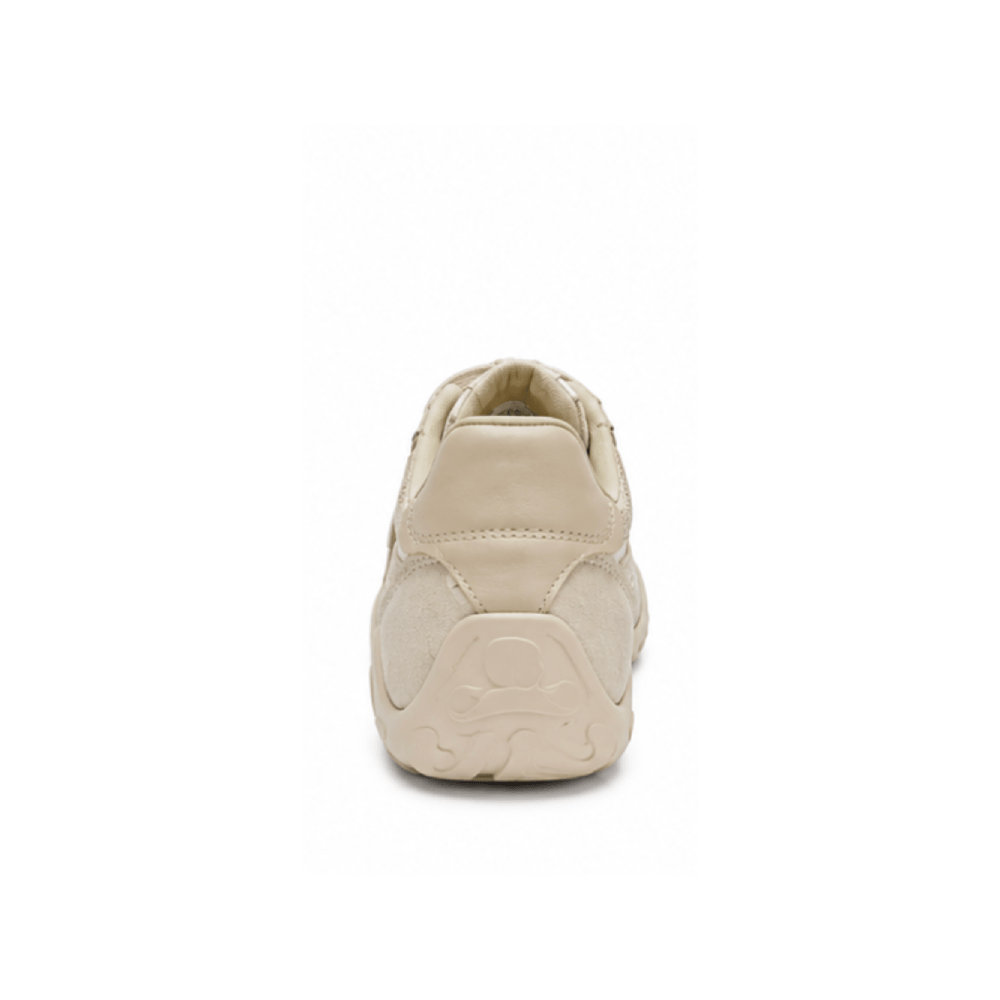 Beige Floral Mesh Ballet Sneakers - Heel View