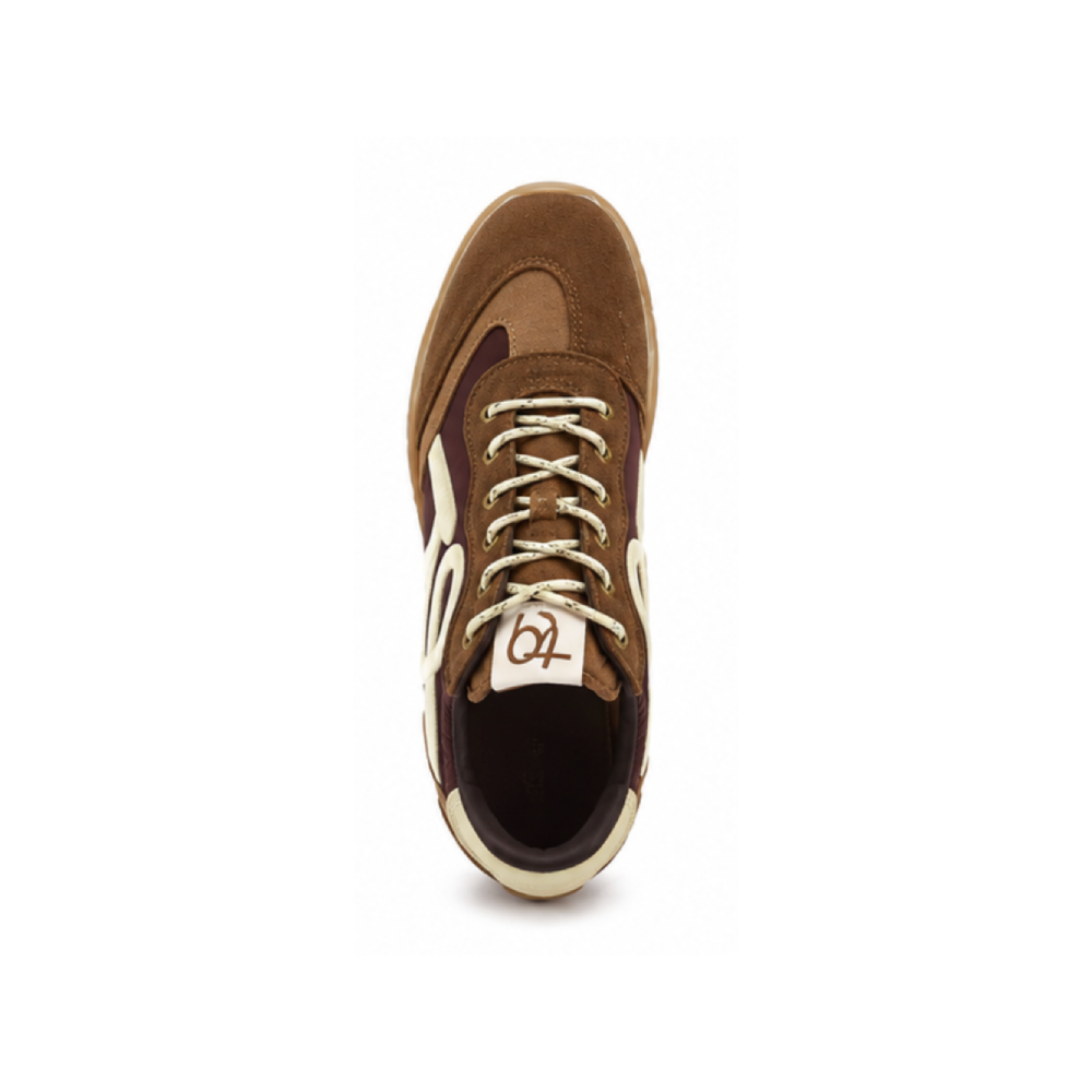Premium Brown Retro Suede Casual Sneakers - Top View