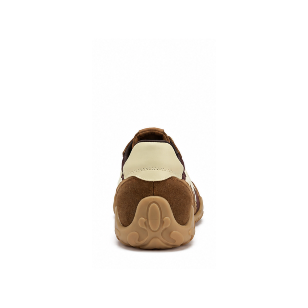 Premium Brown Retro Suede Casual Sneakers - Heel View