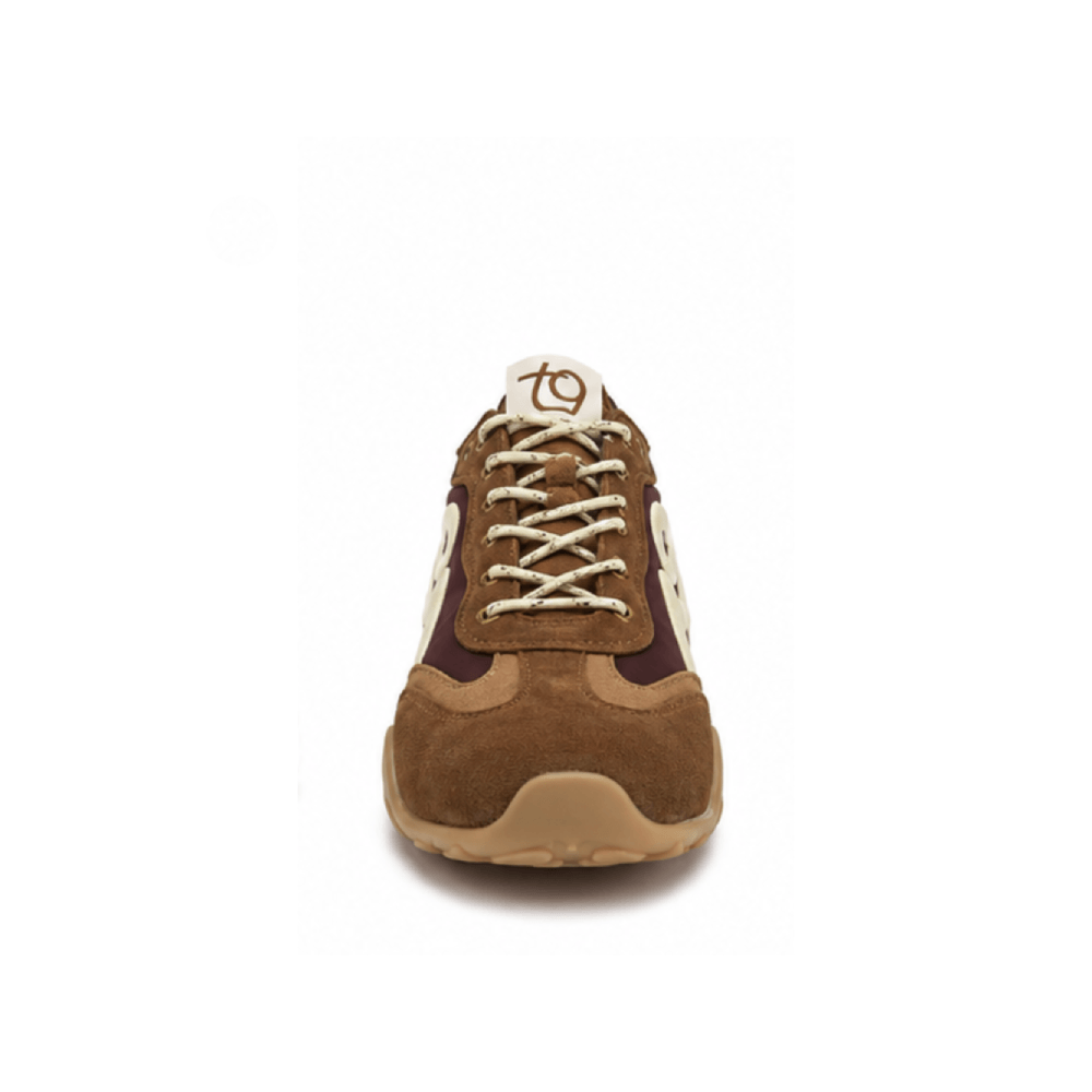 Premium Brown Retro Suede Casual Sneakers - Front Toe View