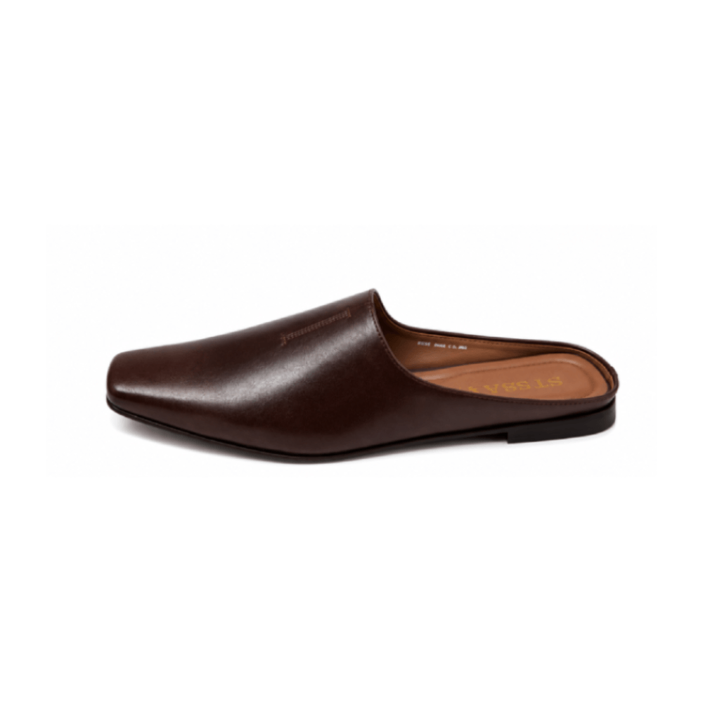 Premium Leather Mule Loafers Slip On Shoes - Lateral Side View