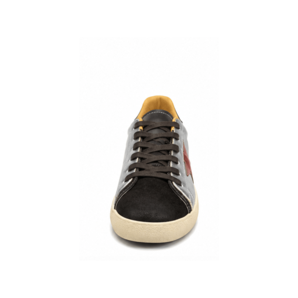 Custom Retro Metallic Leather Sneakers - Front Toe View