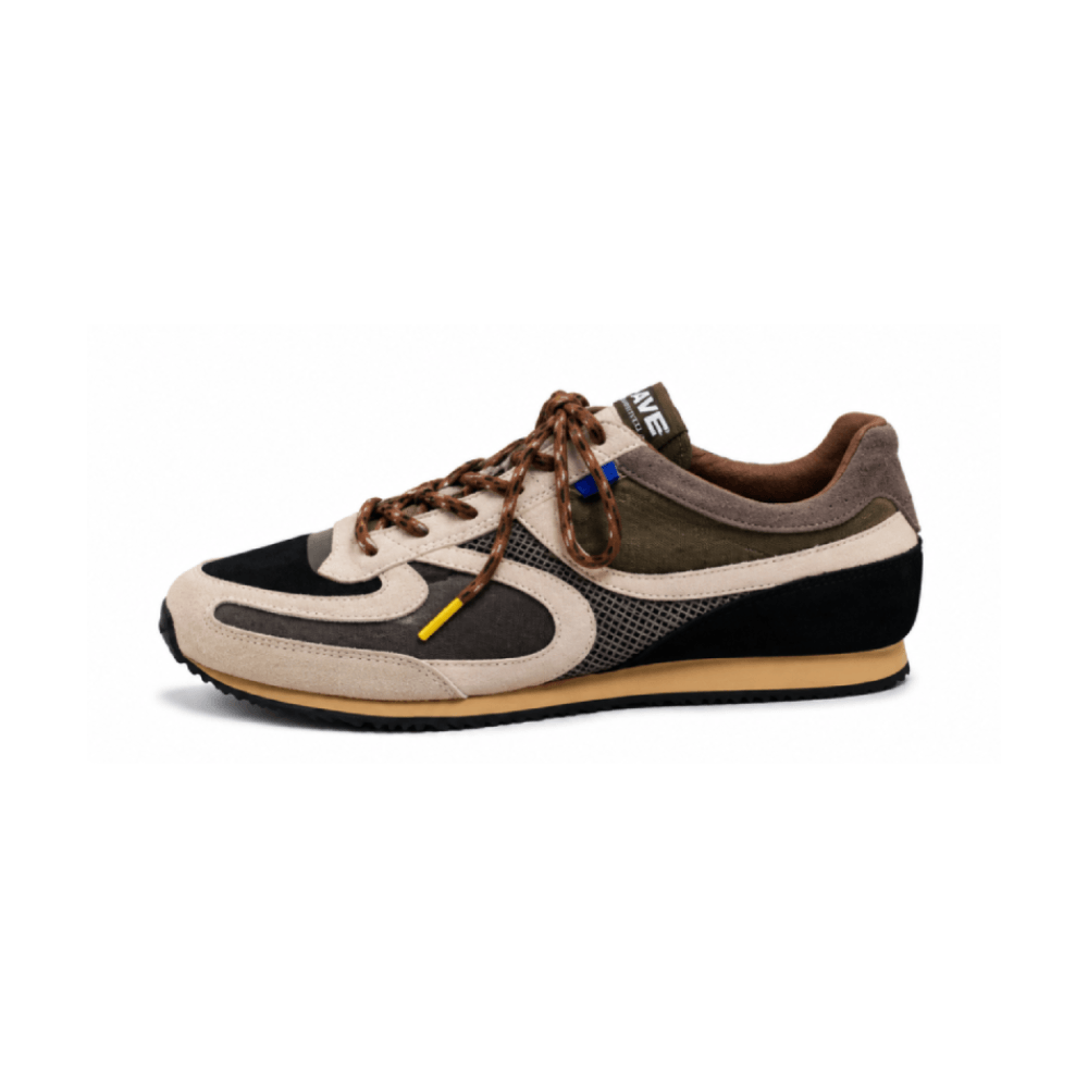 Retro Suede Running Earth-Tone Sneakers - Lateral Side View