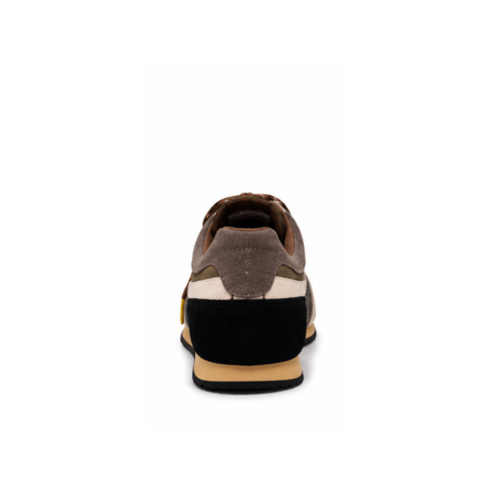 Retro Suede Running Earth-Tone Sneakers - Heel View