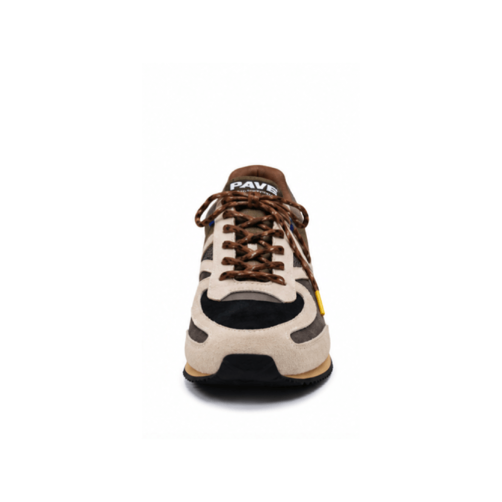 Retro Suede Running Earth-Tone Sneakers - Front Toe View