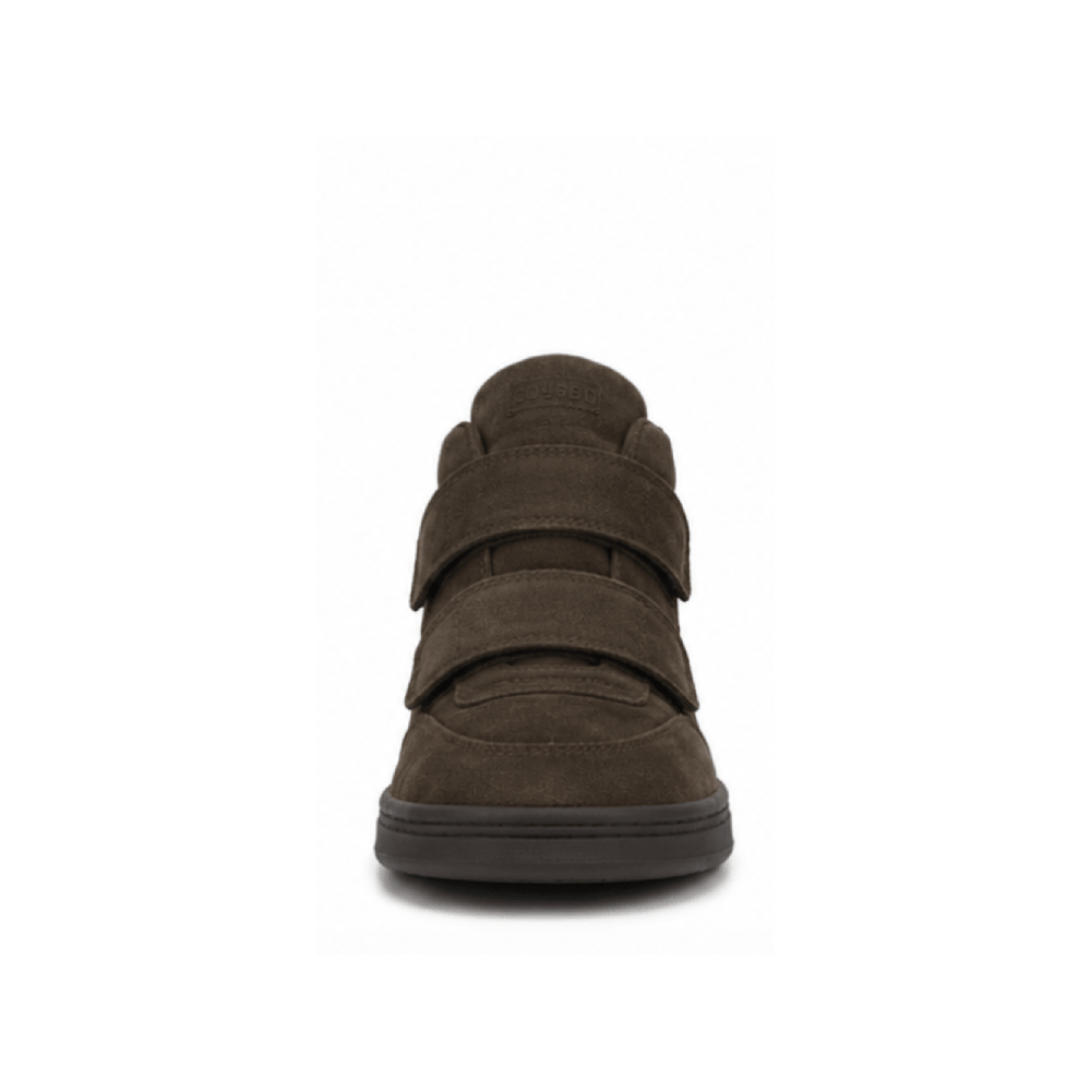 Retro Suede Platform Sneakers with Velcro Straps - Front Toe View