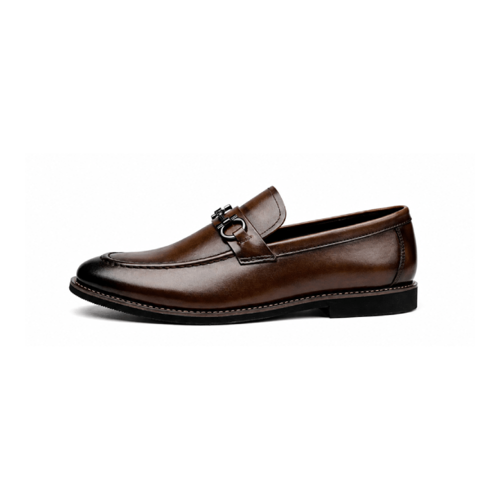 OEM & ODM Brown Genuine Leather Horsebit Loafers - Lateral Side View