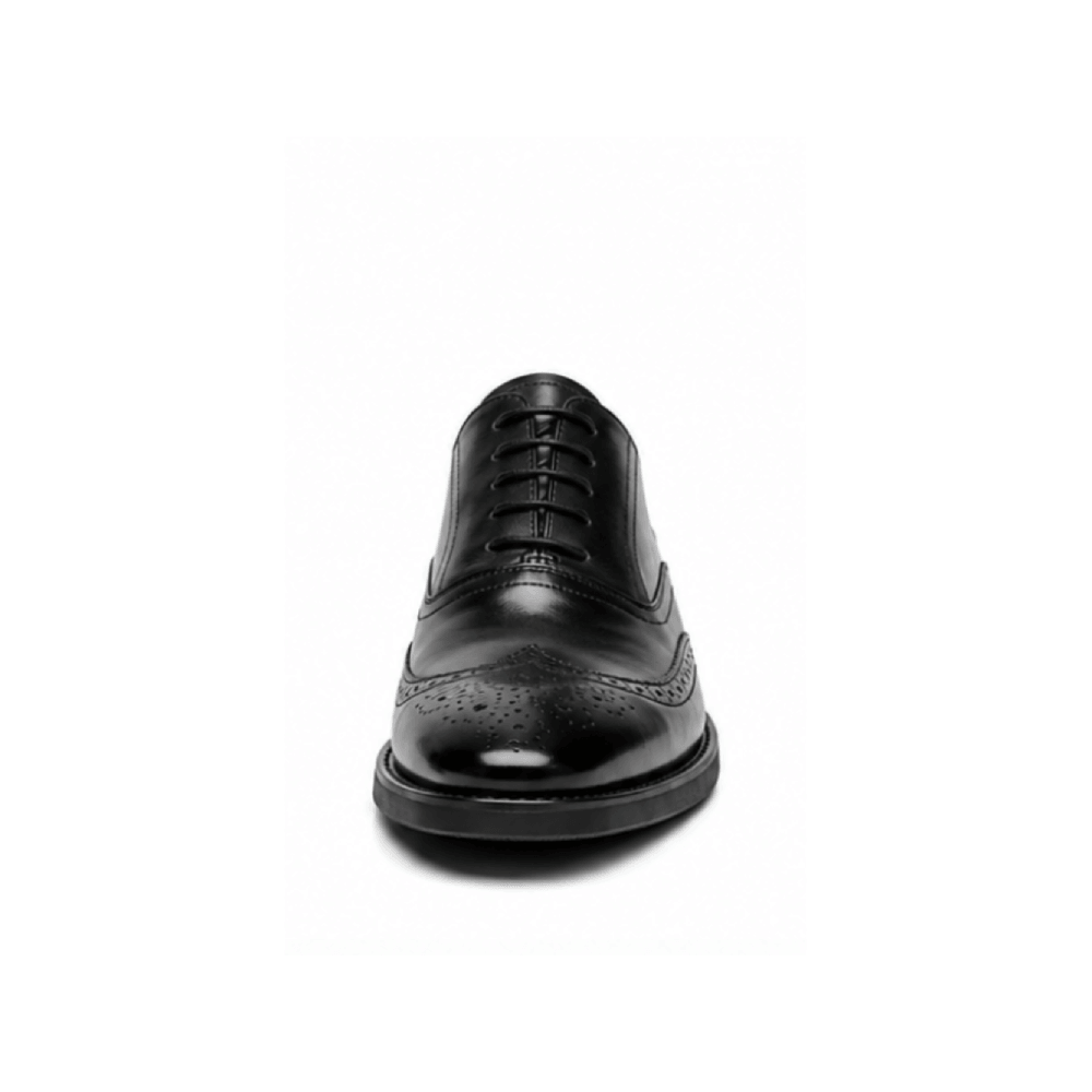OEM Genuine Leather Wingtip Brogue Oxford Dress Shoes - Front Toe View