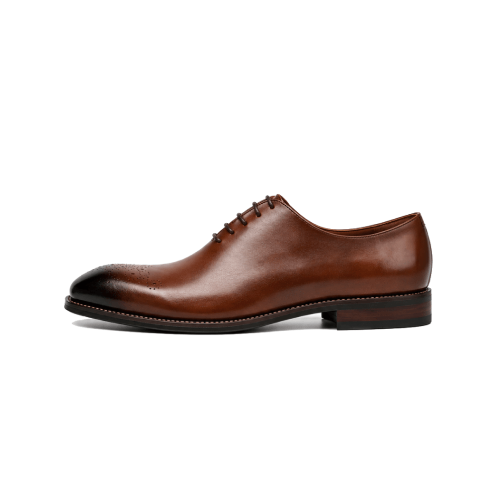 Classic Men's Brown Oxford Dress Shoes - Lateral Side View