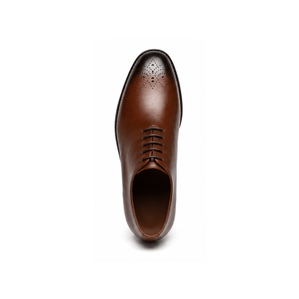 Classic Men's Brown Oxford Dress Shoes - Top View