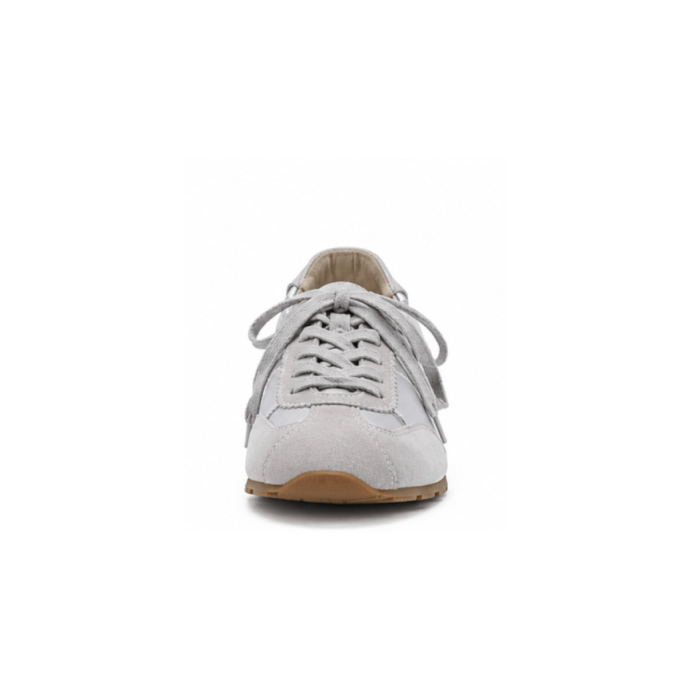 Custom Satin Ballet Flats with Suede Toe Cap - Front Toe View