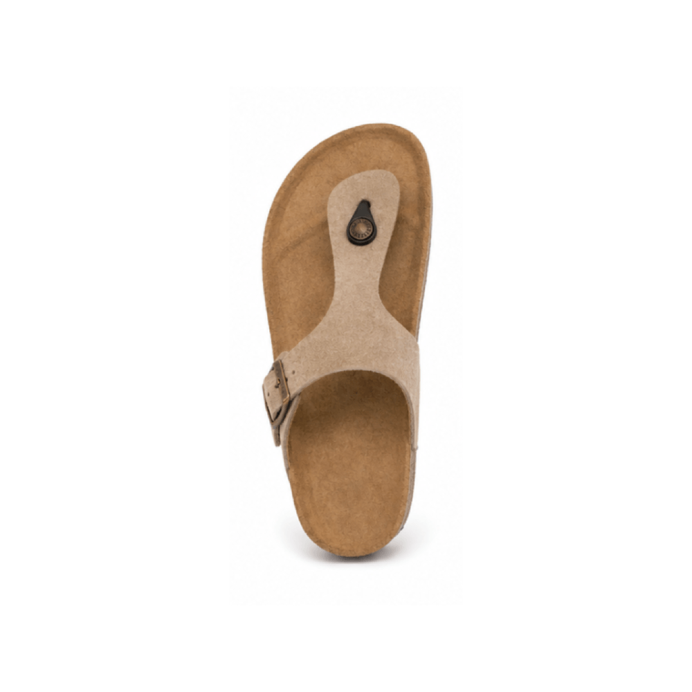 Genuine Leather Thong Sandals with Cork Footbed - Top View