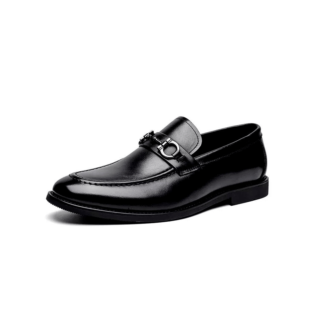OEM & ODM Black Genuine Leather Horsebit Loafers - Lateral Side View